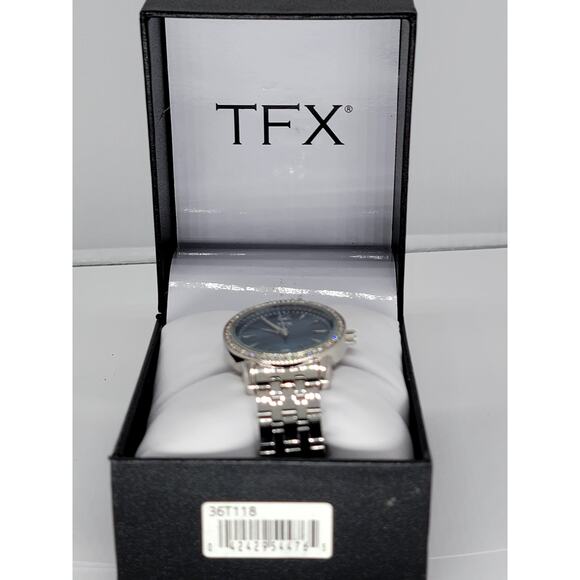 Bulova TFX Silver Tone Mother of Pearl Swarovski Crystals Women's Watch - Picture 4 of 10